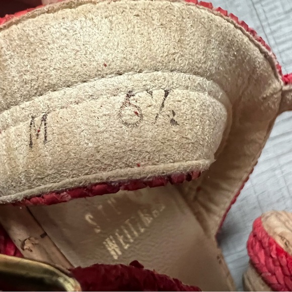 STUART WEITZMAN Minx Espadrille Cork Raffia Red Wedge Sandals 6.5 - Picture 13 of 15